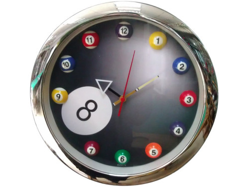 Horloge murale "Billards" design contour chromé