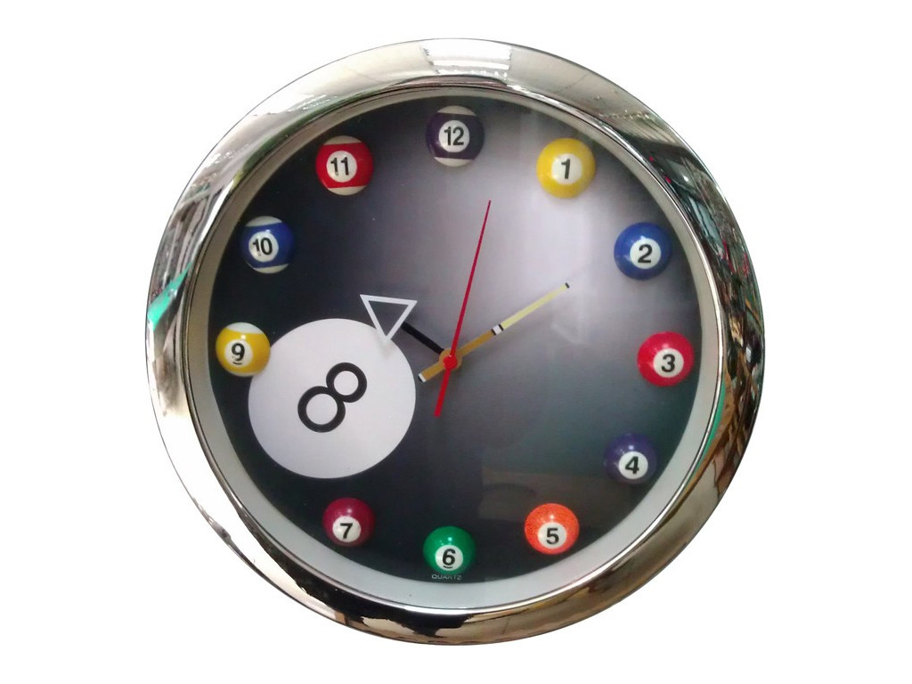 Horloge murale "Billards" design contour chromé