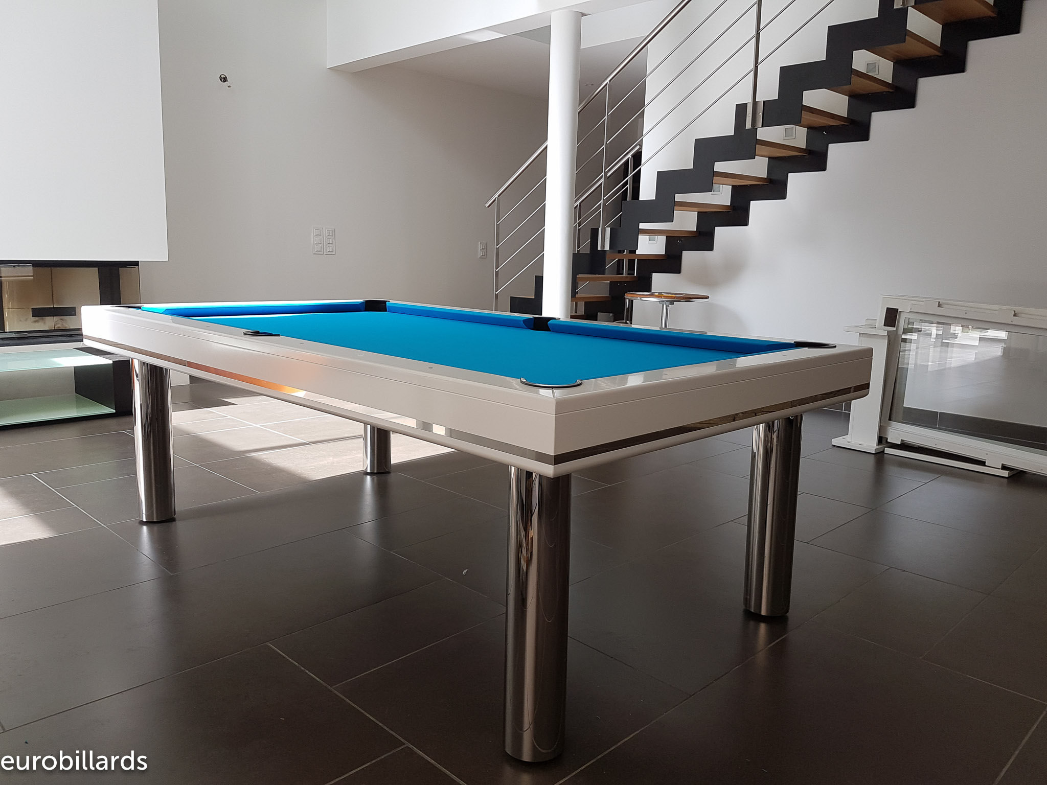 Table de billard Harmony V - Inox et chêne Massif