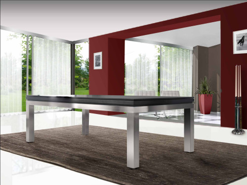 Billard NEW TENDANCE Table pieds Inox et cadre chêne anthracite - plateau ST