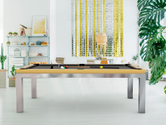 Billard NEW TENDANCE Table Inox - cadre laque nacré Pearl Gold 1036 - tapis grais ardoise