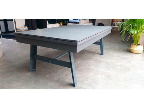 Billard table VINTAGE finition gris graphite et pied acier gris anthracite avec plateau table ST 3 parties