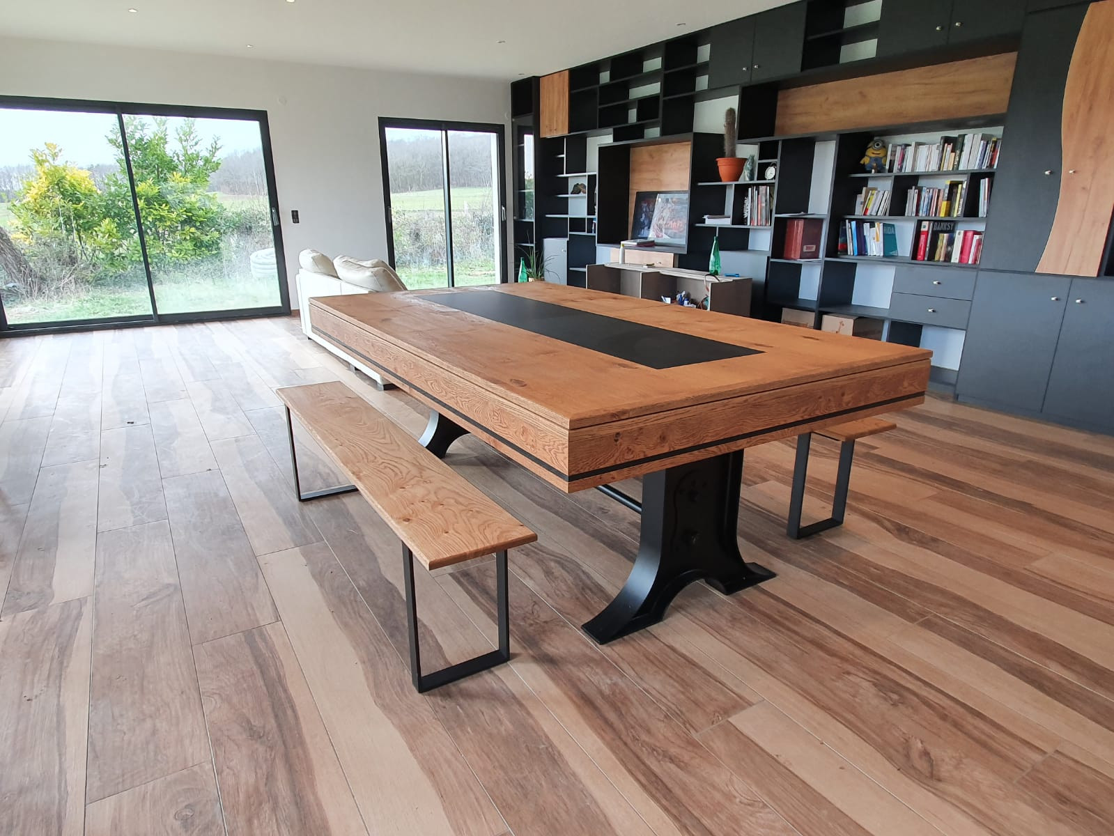 Table Convertible en Billard avec pieds en X. Changez votre intérieur