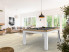 Billard NEW TENDANCE Table Bicolore chêne pieds blanc tapis gris ardoise