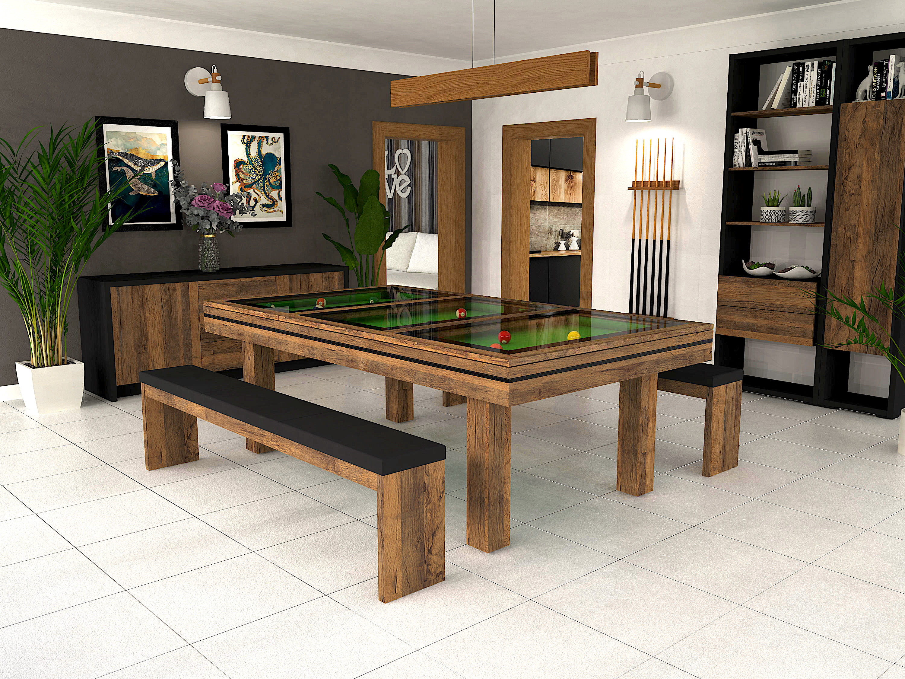 Jeu Billard de Table en Bois