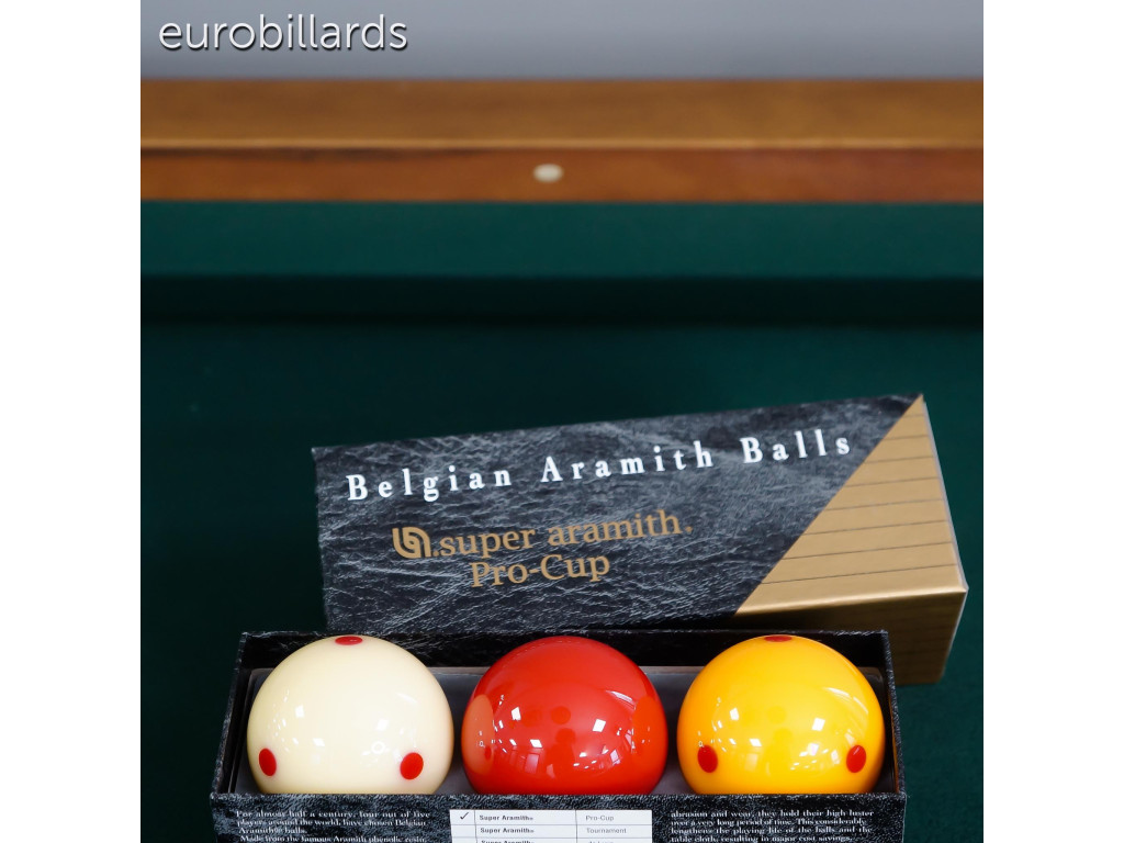 Boîte de 3 billes de billard français Super Aramith Pro-Cup en résine phénolique de qualité compétition