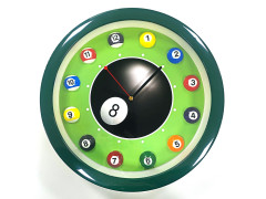 Horloge murale 12 billes billard - contour vert