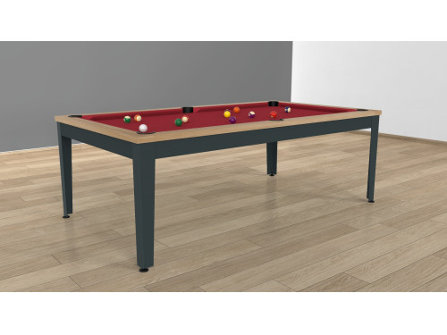 Billard EASY - finition Chêne bicolore anthracite et tapis rouge