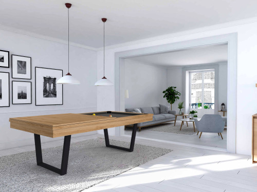 Billard table viveo easy V 230 jeu américain tissus gris foncé finition chêne et pied anthracite avec la moité du plateau ST