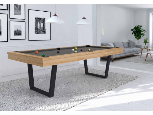 billard viveo easy V 230 jeu américain tissus gris foncé finition chêne et pied anthracite