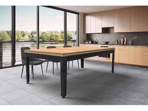 Billard table EASY en chêne bicolore anthracite avec plateau table en chêne