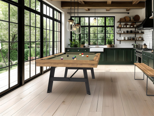 Billard VINTAGE 231 finition chêne vintage tissu de jeu de billard américain couleur vert olive