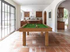 table Billard FEELING finition chêne vintage avec tissu de jeu de billard américain vert anglais