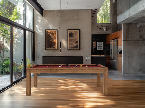 Billard table TRENDY 231 finition chêne vintage avec tissue de jeu de billard américain rouge