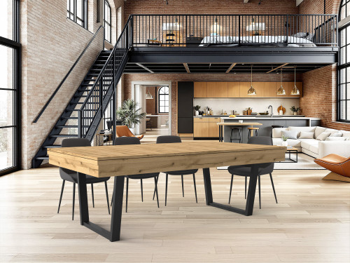 Table billard URBAN avec son  avec plateau de table ST finition chêne coat et ses pied en V