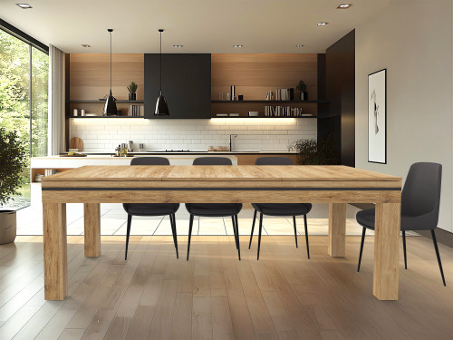 billard américain NOVEA avec son plateau de table finition chêne doré veiné