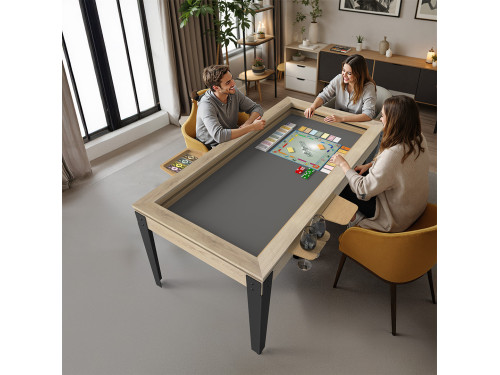 Table à manger BONJEU avec rangement et tapis de jeu intégré sous le plateau