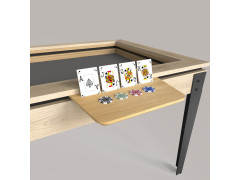 Tablette magnétique chêne naturel pour la table de jeux adapTable d'Eurobillards avec 4 cartes à jouer et jetons