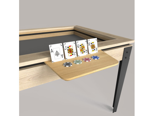 Tablette magnétique chêne naturel pour la table de jeux adapTable d'Eurobillards avec 4 cartes à jouer et jetons