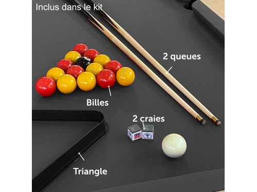 Billard EASY - Chêne pieds anthracite