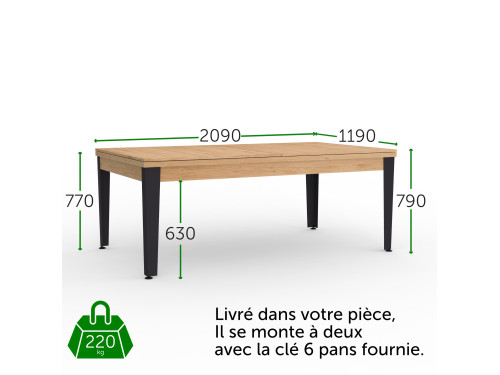 Billard EASY - Chêne pieds anthracite