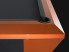Angle du billard américain DIAMOND, peinture nacrée orange flamme RAL 2013 avec tissu de billard gris foncé.