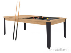 Billard américain transformable en table avec kit d'accessoire et 1/2 plateau de table. Modèle EASY 230 avec tissu gris