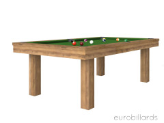 Billard FEELING avec tissu vert de jeu américain transformable en table finition chêne vintage.