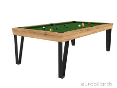 Billard LIGHT tissu vert transformable en table finition chêne doré veiné