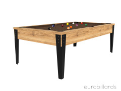Billard américain FACTORY classic dans une finition chêne éclairci doré et ses pieds métal façon industriel