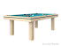 Billard LIVEA tissu bleu transformable en table en chêne nature