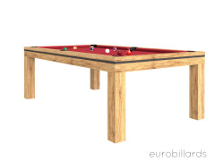 Billard table NOVEA finition chêne doré veiné avec tissu rouge