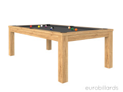 Billard TRENDY convertible en table en chêne doré veiné tissu gris
