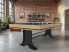 billard ATELIER de la gamme EXCELLENCE en chene nature et lisere noir , tapis bleu marine dans un loft lumineux