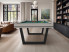 billard harmony v, tapis vert bleu, chêne blanc, liséré noir, intérieur clair avec bibliothèque