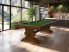 billard Antique en noyer avec tapis vert anglais,  avec cuisine naturelle, mur en pierre et vue panoramique