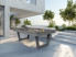 billard Harmony V Outdoor en HPL gris avec tapis gris et pieds gris ardoise,  vue sur la mer et mobilier de jardin