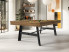 Billard VINTAGE en chêne vintage avec tapis gold et pieds noirs,  décor géométrique aux tons ocre et orange