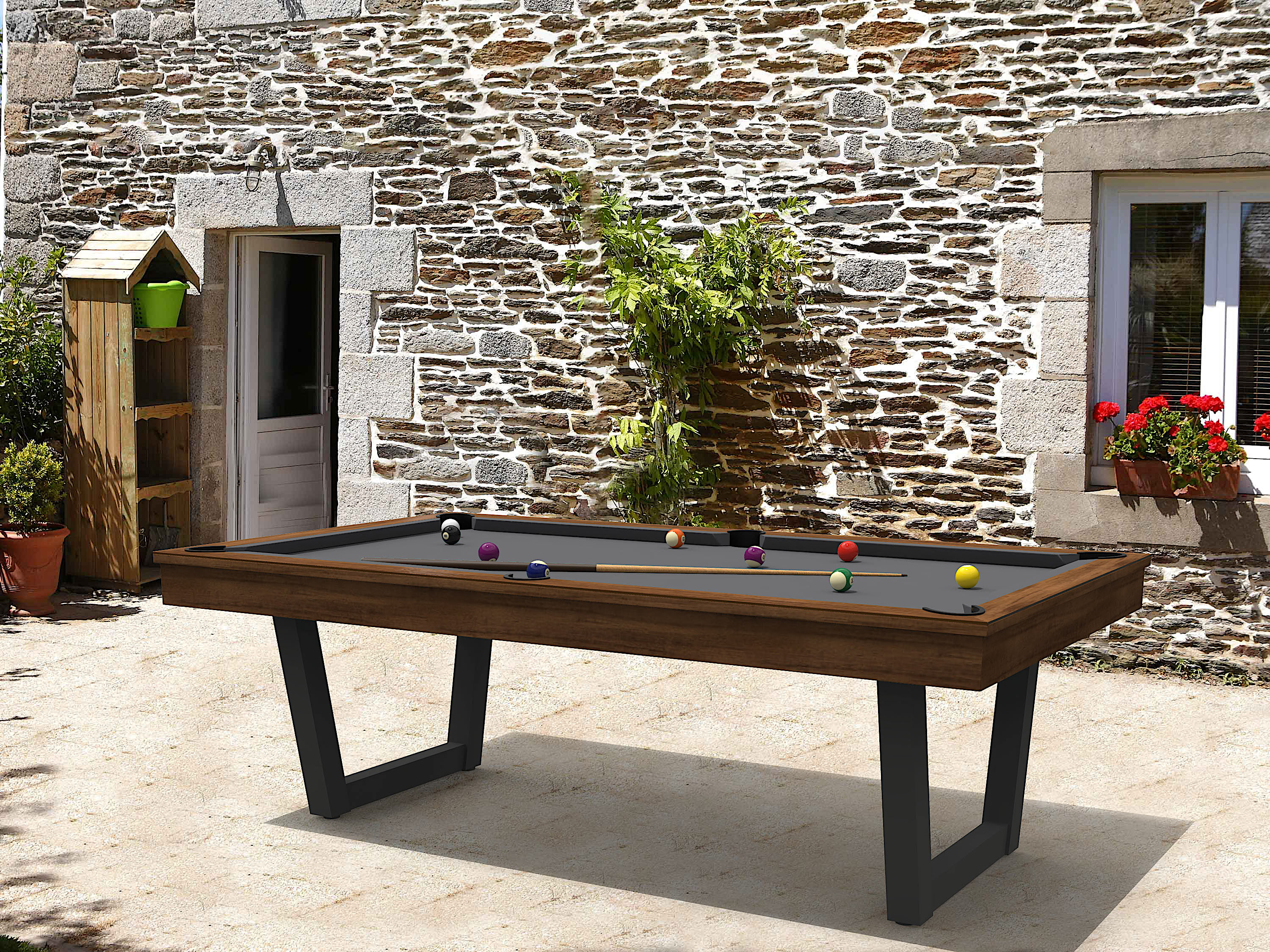 Billard d'exterieur transformabe en table mobilier outdoor Harmony-V