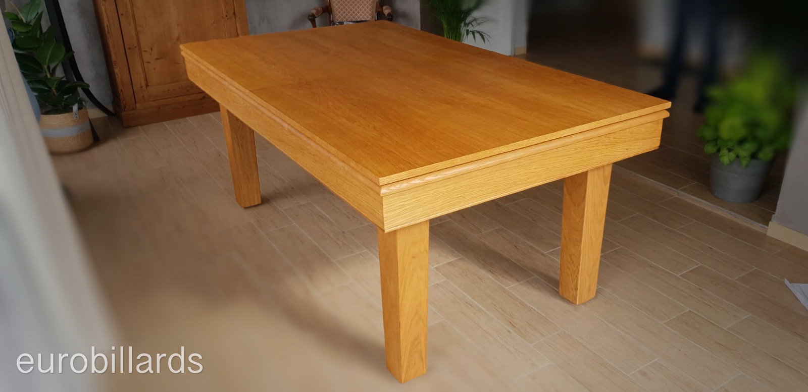 Table billard convertible en bois massif avec son plateau ST 2 en chêne