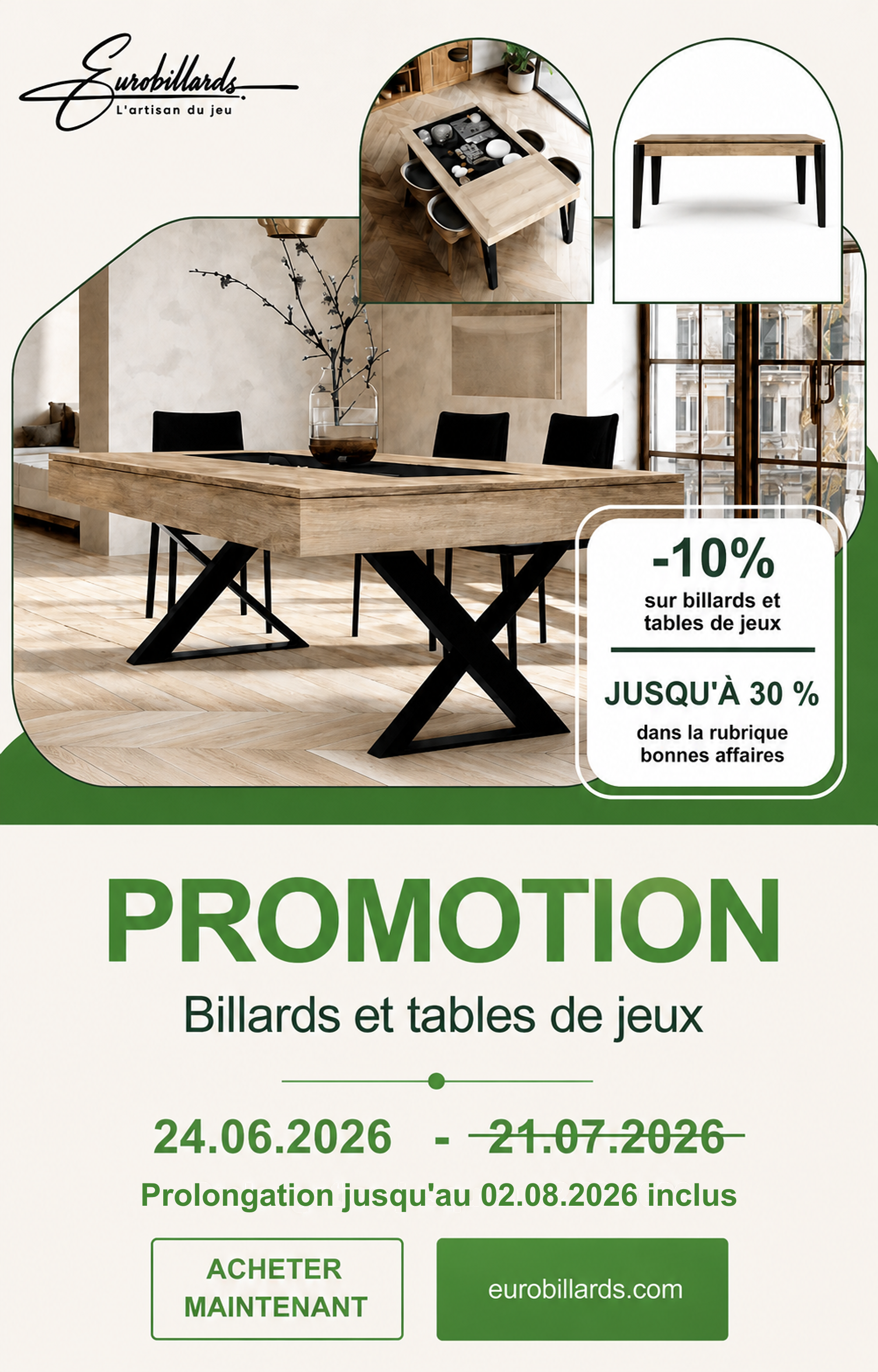 Actualité promotion billards et tables de jeux